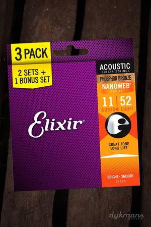 Elixir Nanoweb Acoustic Phosphor Bronze 11-52 3er-Pack