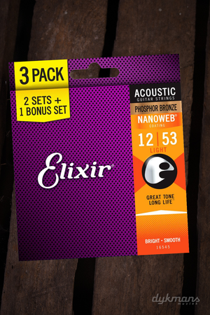 Elixir Nanoweb Acoustic Phosphor Bronze 12-53 3er-Pack