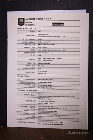 Mayones Regius Core 6 Galaxy Eye Black Gloss