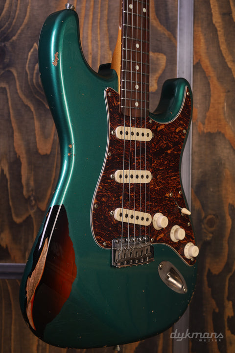 Del-Tone 60's S-Style Sherwood Green Over Sunburst