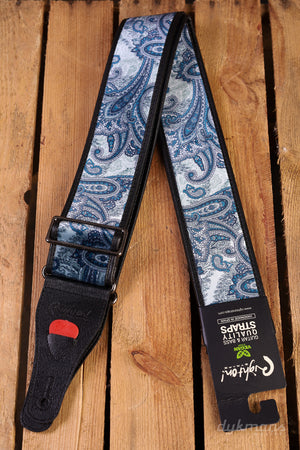 RightOn Gitarrengurt Paisley Samt Blau Talisman