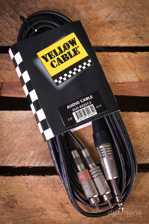 Gelbes Kabel K02ST-3 3 m Kabel 2x Cinch auf Stereo-Klinke