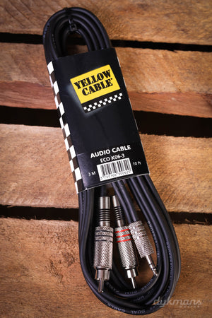 Gelbes Kabel K06-3 2x RCA auf TRS Mini-Jack