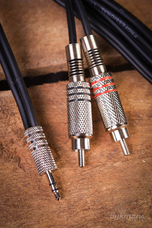 Gelbes Kabel K06-3 2x RCA auf TRS Mini-Jack
