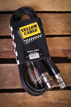 Gelbes Kabel K10-3 2x XLR Buchse auf 2x Cinch