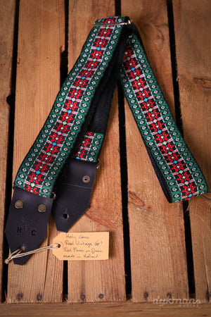 Holy Cow Real Vintage 60s Red Flower on Green