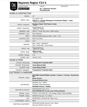 Mayones Regius V24 6 Flamed Maple Türkis Satin VORBESTELLUNG