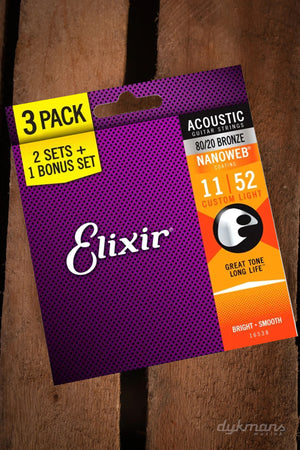 Elixir Nanoweb 80/20 Bronze 11-52 3er-Pack