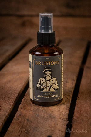 Dr. Liston's Superior Amp Restorer 150 ml op een warme houten achtergrond