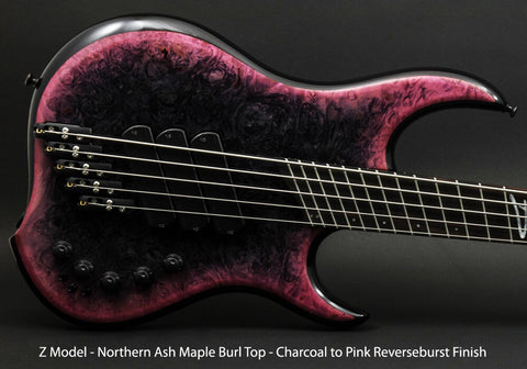 Dingwall Custom Shop Z3X-5 Buckeye Burl Black to Pink Reverse Burst VORBESTELLUNG!