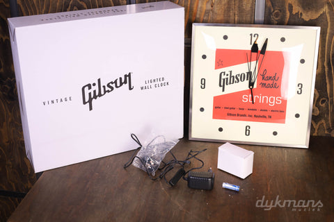 Gibson Vintage beleuchtete Wanduhr, handgefertigte Schnüre